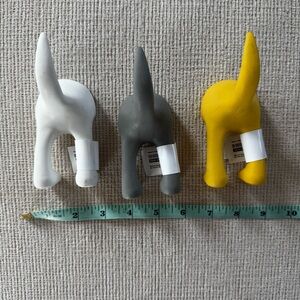 IKEA NWT Dog Tail Wall Hooks, Set of 3: White, Grey, and Yellow